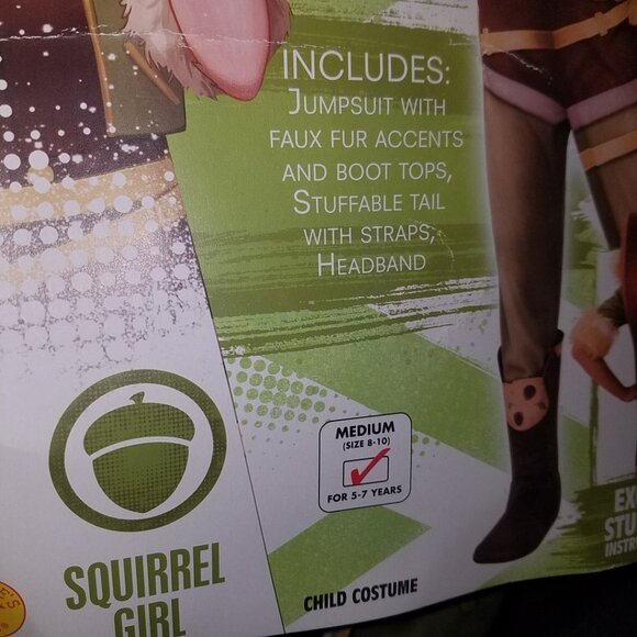 NEW Marvel Squirrel Girl Halloween Costume WITH WIG Girls Medium 8-10 (AGE 5-7) - Picture 8 of 9